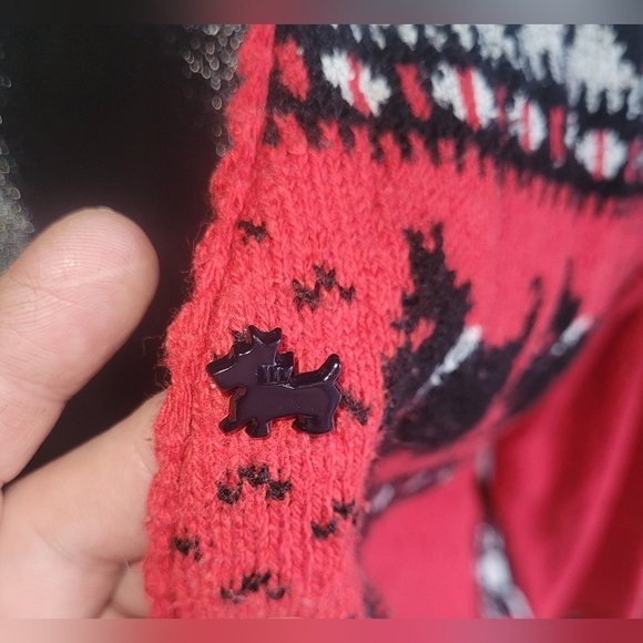 Northern Traditions Red and Black Argyle & Dog Knit Sweater S - Picture 4 of 9